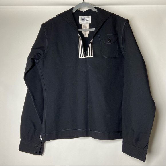 Vintage US Navy Defense Logistics Agency Men’s 44L Black Sailor Top Nautical - Picture 3 of 9